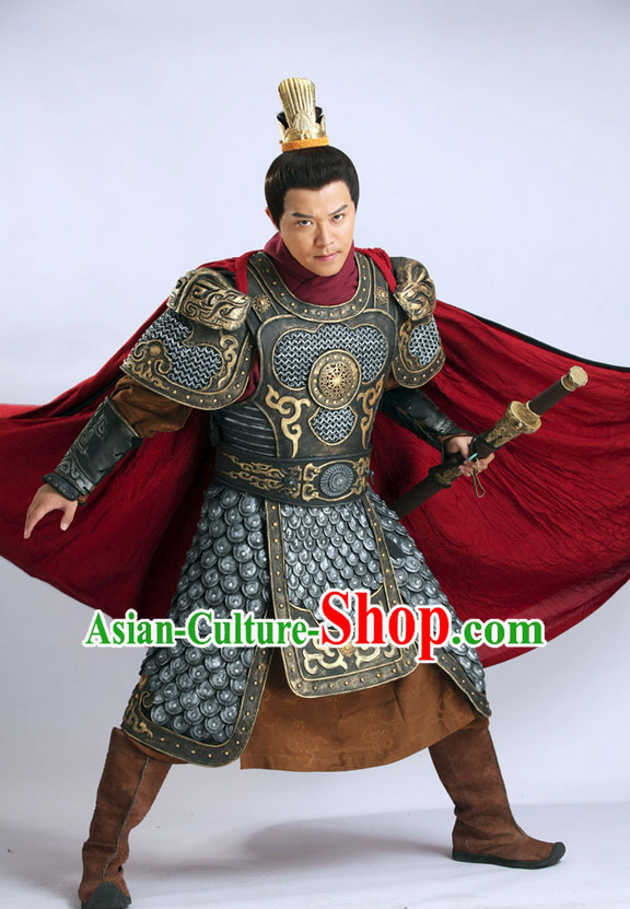 Chinese Ancient Superhero Fighter General Armor Costume and Helmet Complete Set