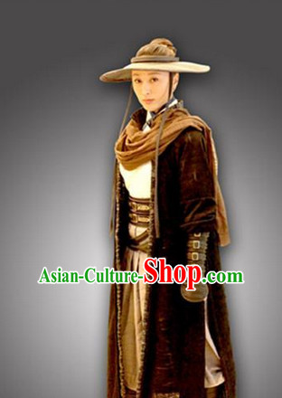 Ancient Chinese Swordsman Outfits and Hat Complete Set