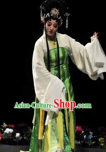 Ancient Opera Stage Performance Costumes and Hair Accessories Complete Set