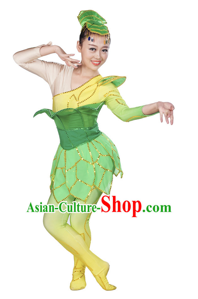 Stage Performance Pant Tree Costume and Headwear for Women