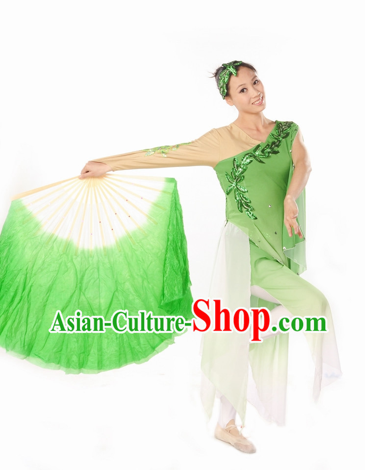 White Green Classical Dance Uniform for Women