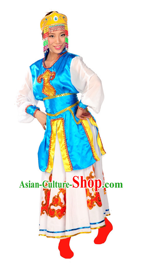 China Folk Mongolian Dance Wear and Headpieces for Girl