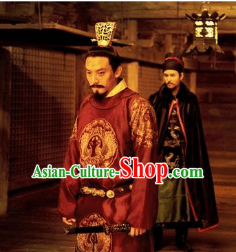 Ancient Emperor Hat and Dragon Robe Complete Set for Men