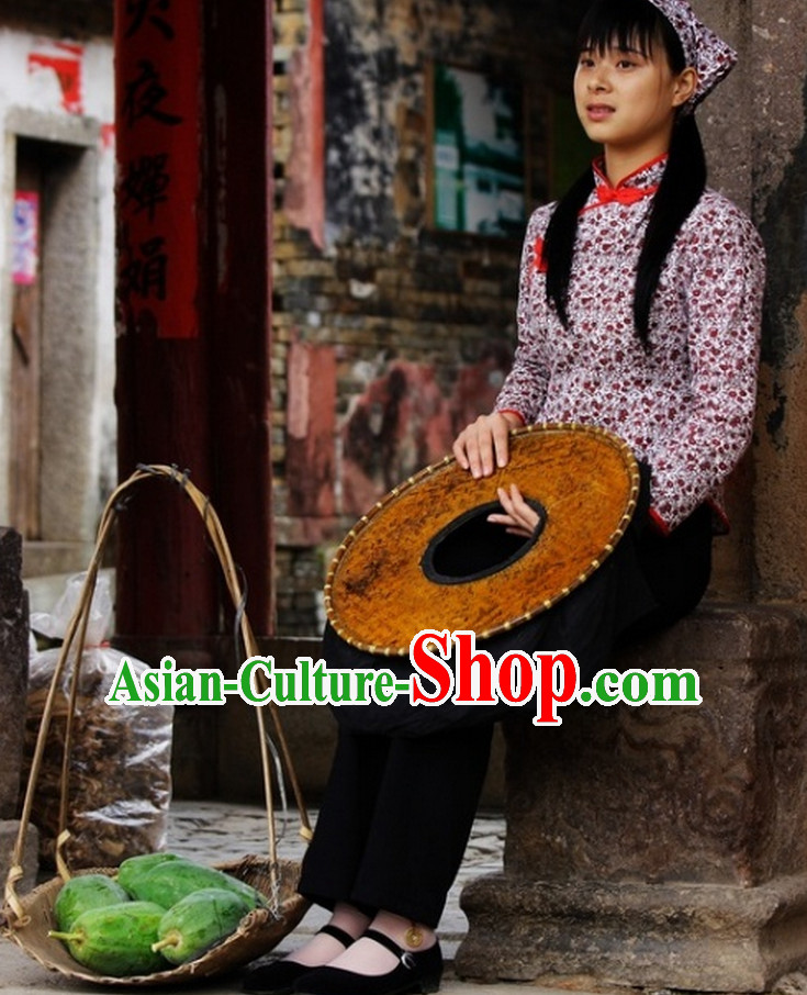 Traditional Chinese Hakka Clothing and Hat for Women