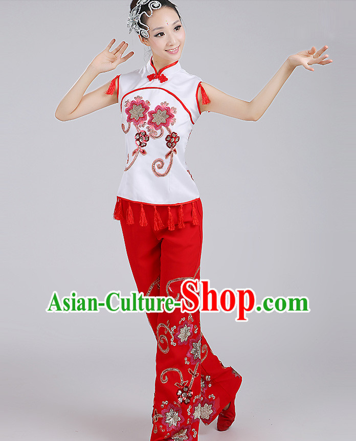 Chinese Group Handkerchief Dancewear Dance Clothes and Hair Decorations Complete Set for Women