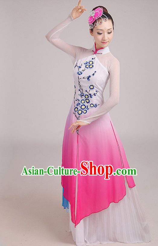 Chinese Classical Dance Costumes Dancing Clothes and Headpieces Complete Set for Woen