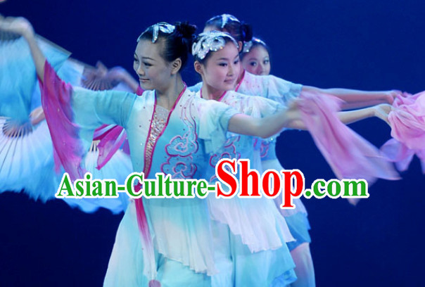 Chinese Classical Fan Dance Costume Uniforms for Women