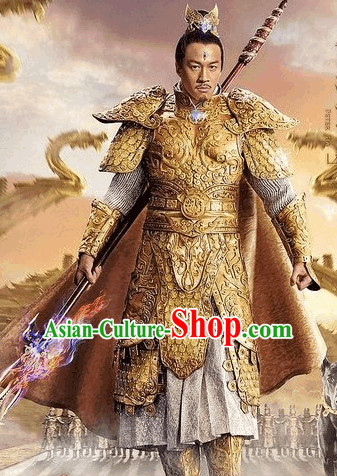 Chinese Er Lang Shen Fairytale Gneral Armor Costumes and Crown Complete Set