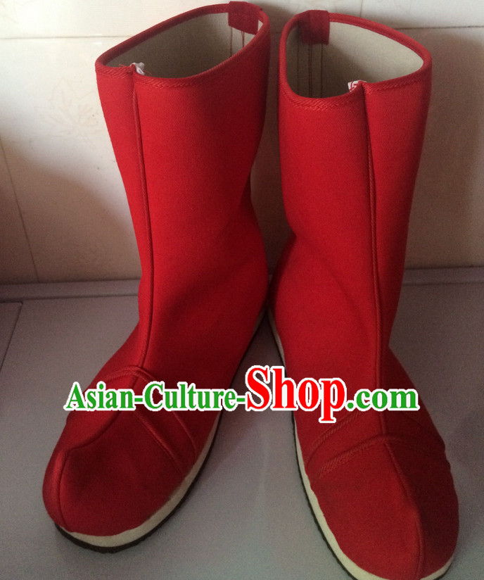 Ancient Style Red Female Long Red Boots