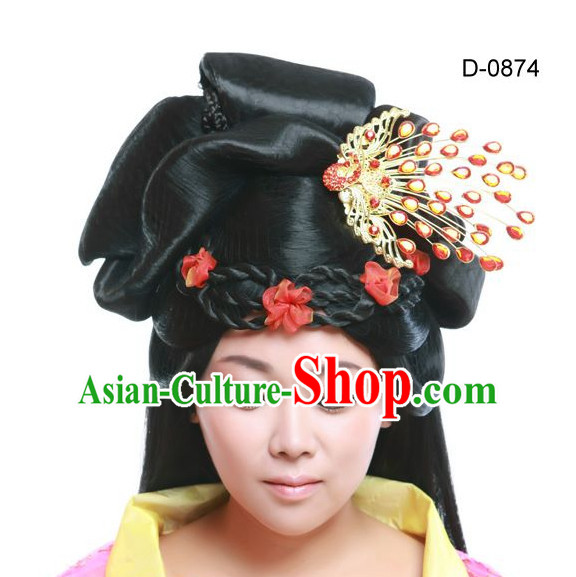 Chinese Ancient Queen Hair extensions Wigs Fascinators Toupee Hair Pieces Long Wigs and Accessories for Women