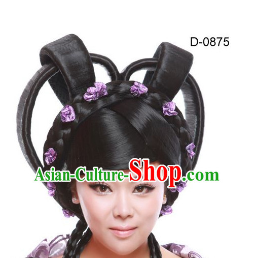 Chinese Ancient Female Empress Black Long Lady Hair extensions Wigs Fascinators Toupee Long Wigs Hair Pieces for Ladies