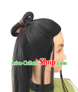 Chinese Ancient Male Halloween Black Long Wigs