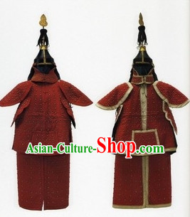 Chinese Classic Qing Dynasty General Armor Costume and Helmet