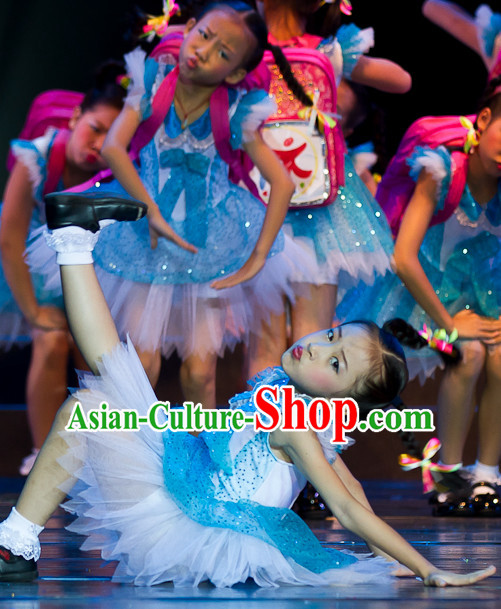 Modern Chinese Quality Dance Costumes and Headdress Complete Set for Kids