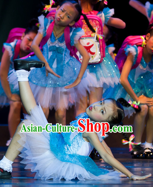 Modern Chinese Quality Dance Costumes and Headdress Complete Set for Kids