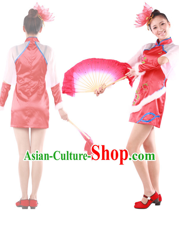 Chinese Teenagers Fan Dance Costume for Competition