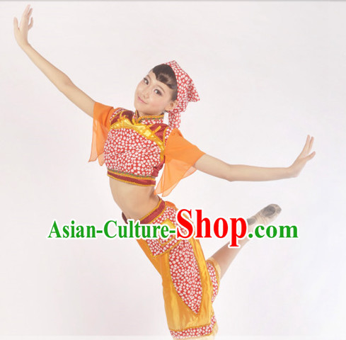 Chinese Kids Folk Dance Costumes for Competition