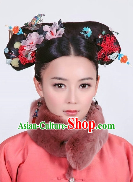 Chinese Handmade Qing Noblewoman Flower Hair Accessories Headband Headbands Fascinators Wedding Hair Clips