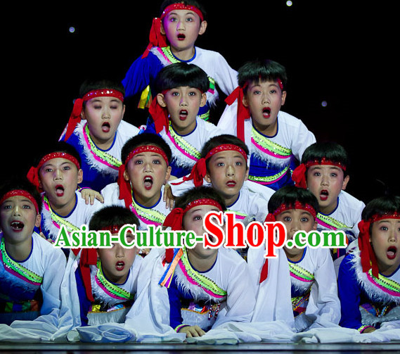 Chinese Kids Folk Tibetan Dance Costumes for Competition