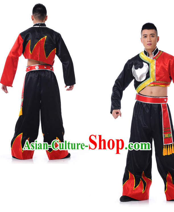 Chinese Folk Ethnic Dance Costume Complete Set for Men