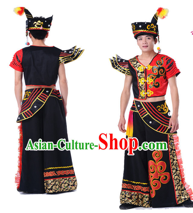 Chinese Folk Ethnic Dance Costumes Complete Set for Men