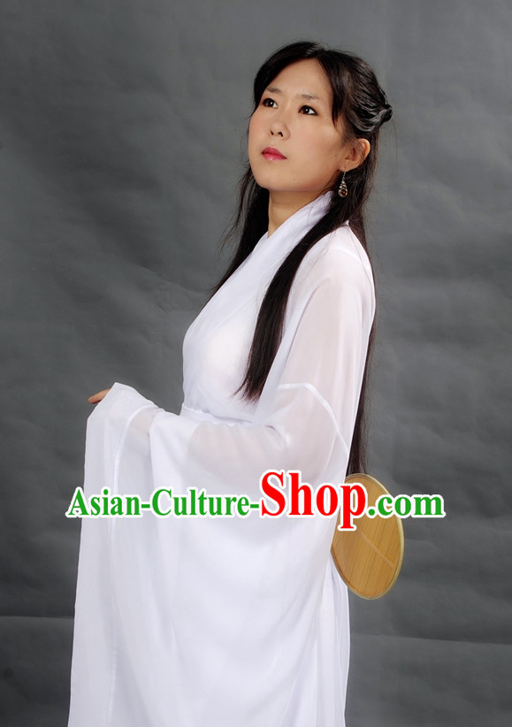 Chinese Pure Whiet Girl Hanfu Costume Ancient Costume Traditional Clothing Traditiional Dress Clothing online