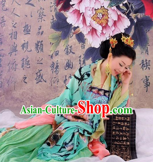 Chinese Queen Halloween Costumes Hanfu Clothing Ancient Costume and Hair Jewelry online Shopping Complete Set