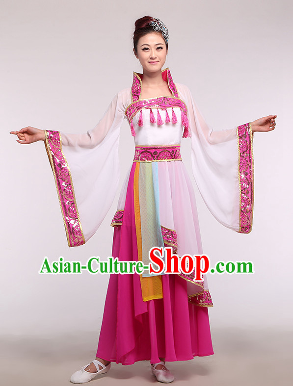 Chinese Ancient Costume Competition Dance Costume Group Dancing Costumes and Headwear Complete Set for Women