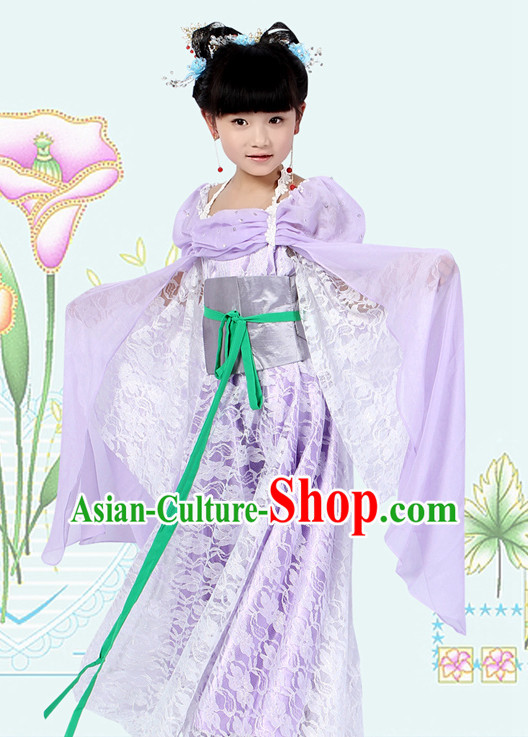 Chinese Princess Halloween Costumes for Kids Baby Hanfu Clothes Toddler Halloween Costume Kids Clothing and Hair Accessories Complete Set