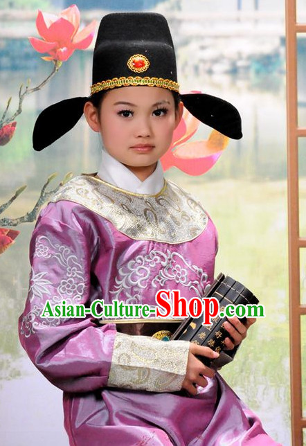 Chinese Tang Poet Halloween Costumes for Kids Baby Hanfu Clothes Toddler Halloween Costume Kids Clothing and Hair Accessories Complete Set for Kids