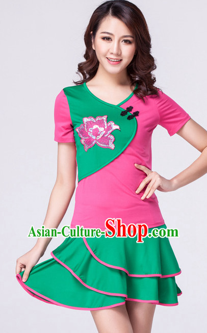 Pink Green Chinese Style Parade  Costume Ideas Dancewear Supply Dance Wear Dance Clothes Suit