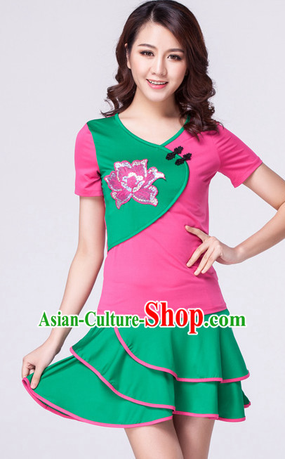 Pink Green Chinese Style Parade  Costume Ideas Dancewear Supply Dance Wear Dance Clothes Suit