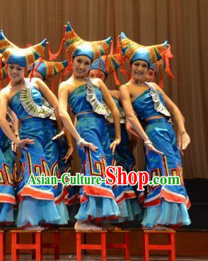 China Ethnic Dancewear and Hat Complete Set for Girls