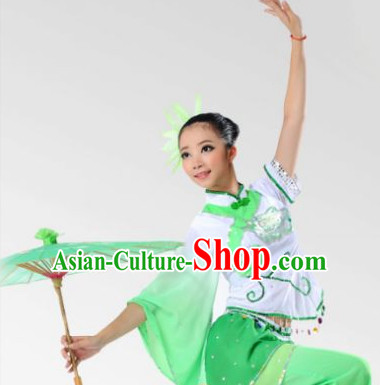 Chinese Stage Performance Fan Dancewear Dancing Costume Complete Set for Women