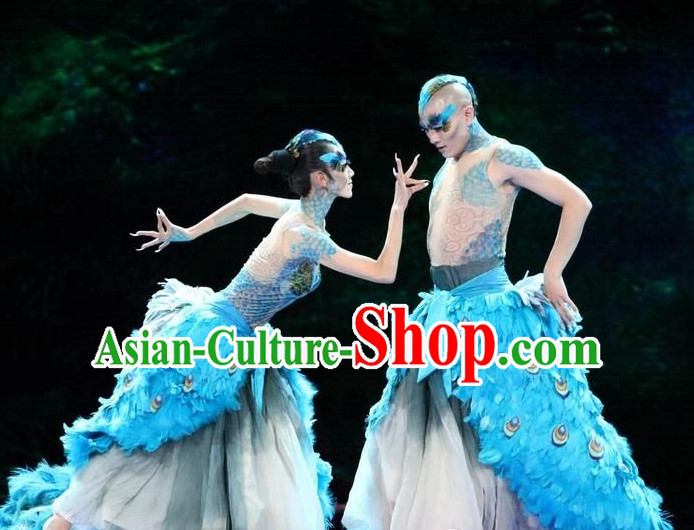 Chinese Professional Stage Performance Peacock Dancewear Dance Costume Complete Set for Women