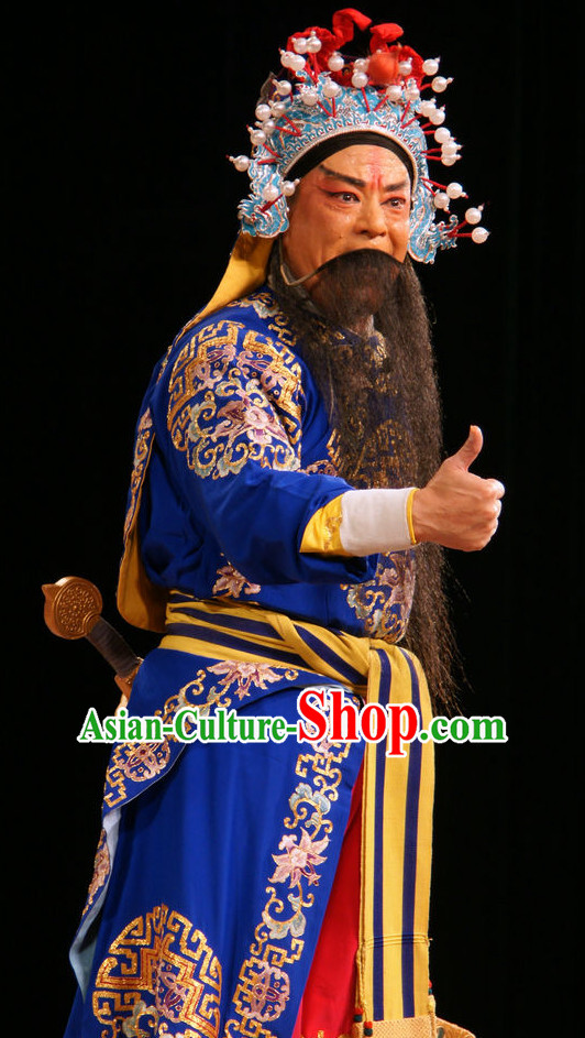Ancient Chinese Opera General Costume and Helmet Complete Set for Men