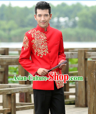 Chinese Traditional Wedding Blouse and Pants for Bridegroom