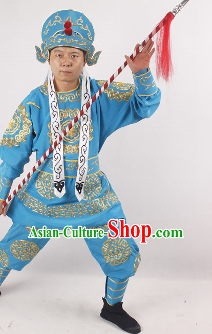 Chinese Opera Warrior Costume and Hat Complete Set for Men