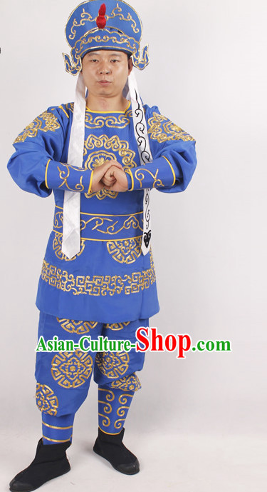 Chinese Opera Warriors Costume and Hat Complete Set for Men