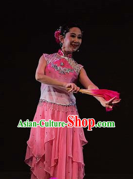 Chinese Traditionial Fan Dance Costume for Women