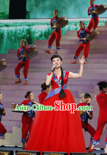 Lucky Red Chinese Style Singer Evening Dress for Women