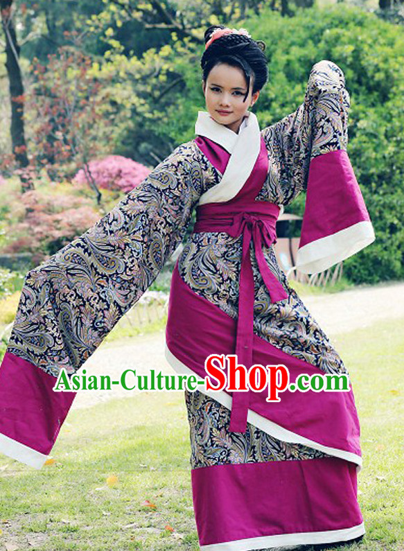 Chinese Classical Dancer Costumes and Headwear Complete Set for Women