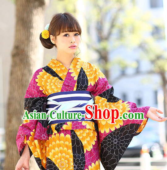 Top Authentic Traditional Japanese Kimonos Kimono Dress Yukata Clothing Robe Garment Complete Set for Women Ladies Girls