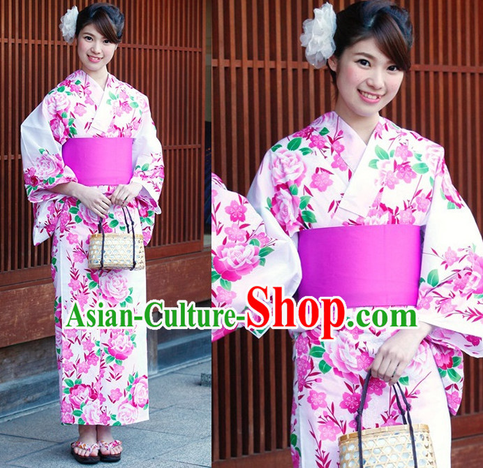 Top Authentic Traditional Japanese Kimonos Kimono Dress Yukata Clothing Garment Complete Set for Women Ladies Girls