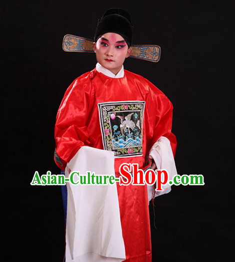 Ancient Chinese Opera Official Costume and Hat Complete Set for Men