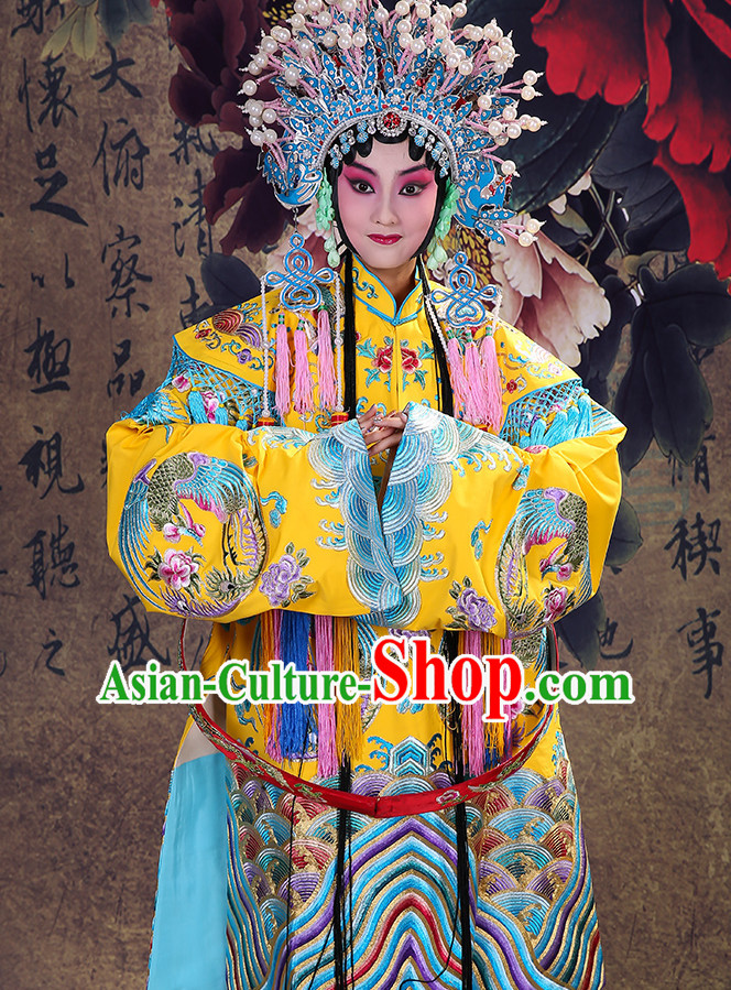 Ancient Chinese Hua Dan Empress Opera Costume and Phoenix Coronet Complete Set for Women