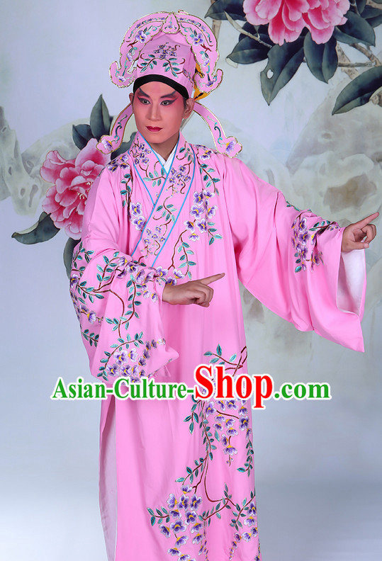 Ancient Chinese Beijing Opera Costumes Peking Opera Husband Young Scholar Costume and Hat Complete Set for Men Boys Adults Kids