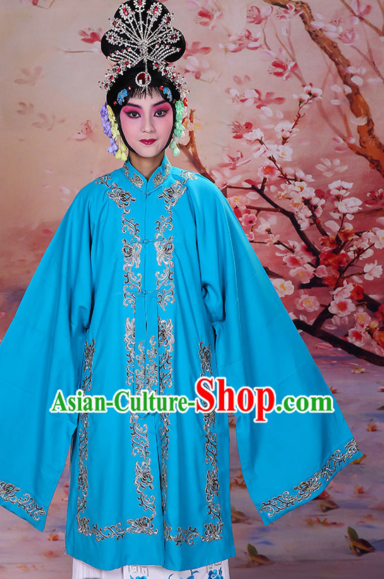 Blue Ancient Chinese Beijing Opera Costumes Peking Opera Young Women Costume for Women Girls Adults Kids