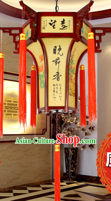 Flower Shape Ancient Chinese Handmade Wooden Ceiling Lantern