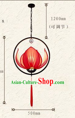 Red Handmade Chinese Classic Lotus Ceiling Lantern